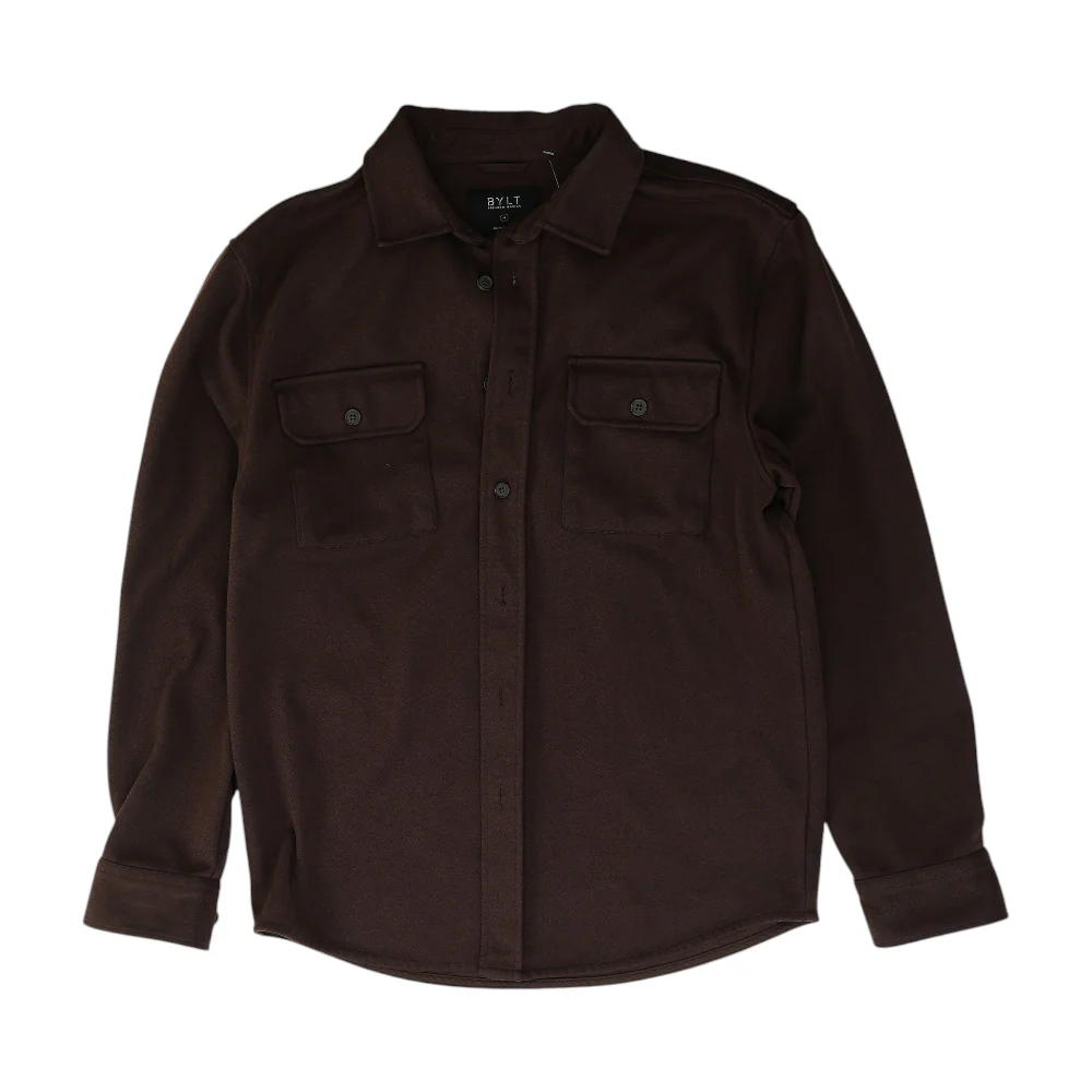 Brown Solid Flannel Button Down