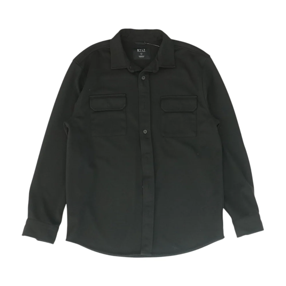 Black Solid Long Sleeve Button Down