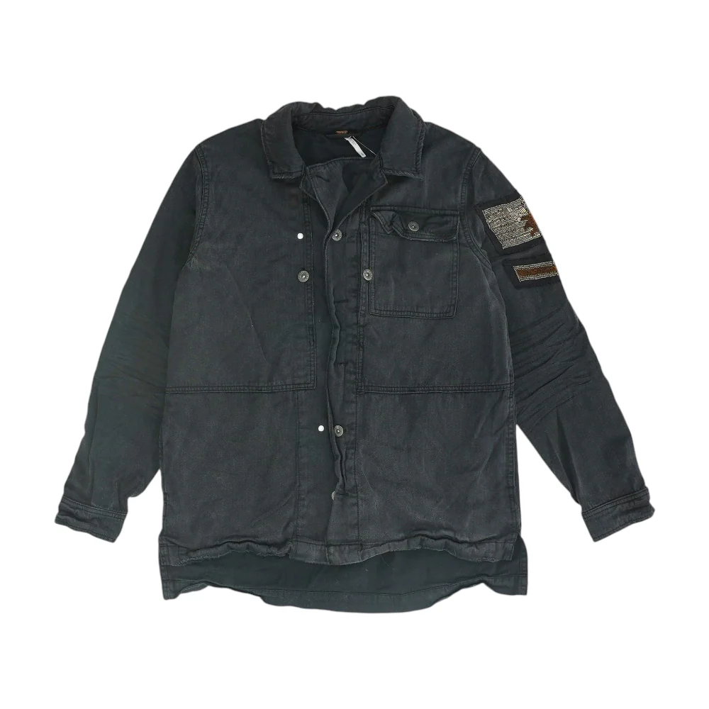 Black Solid Flannel Button Down