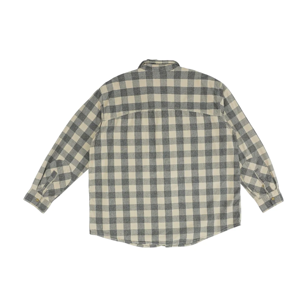 Beige Big & Tall Check Flannel Button Down - Image 2
