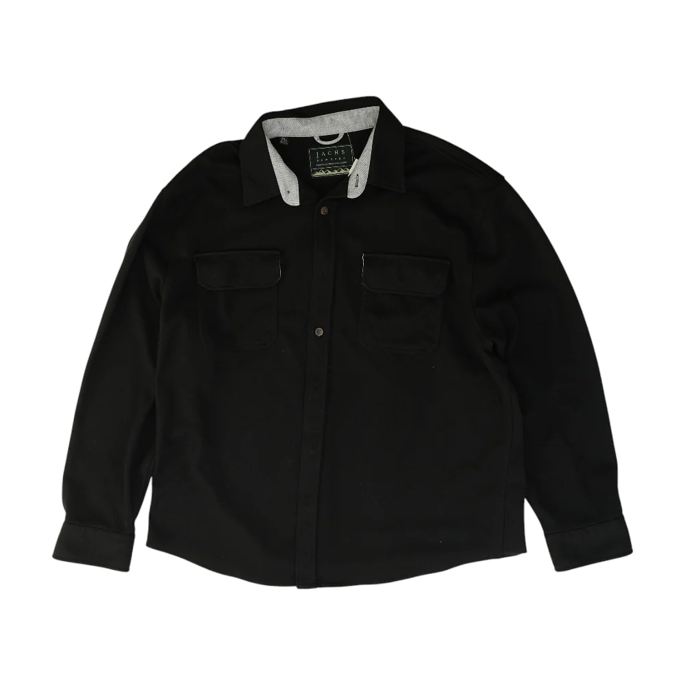 Black Solid Flannel Button Down