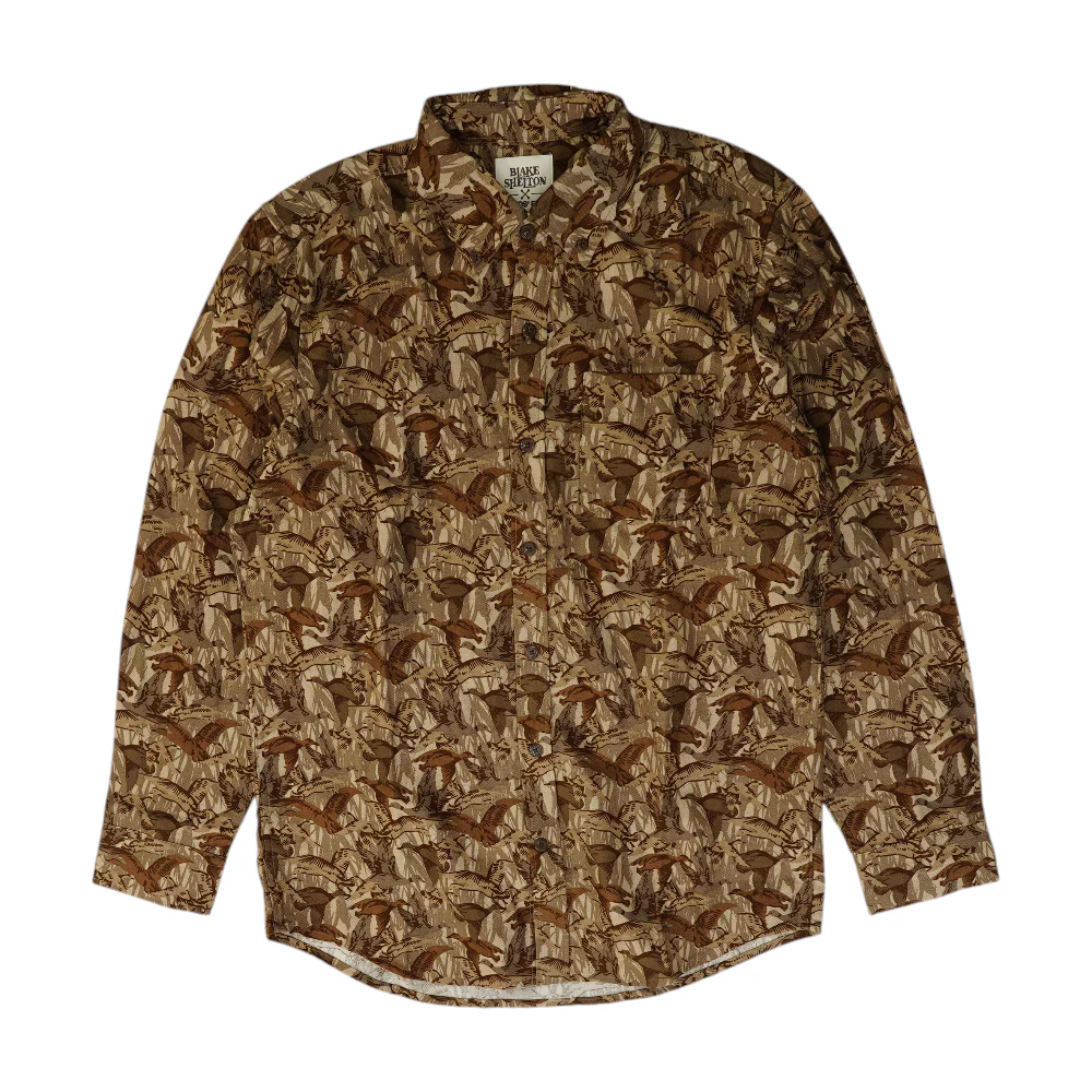 Brown Animal Print Flannel Button Down