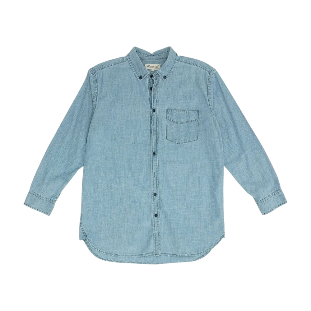 Blue Solid Flannel Button Down