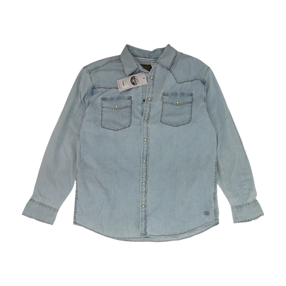 Blue Solid Flannel Button Down