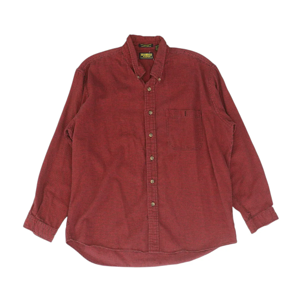 Red Houndstooth Flannel Button Down