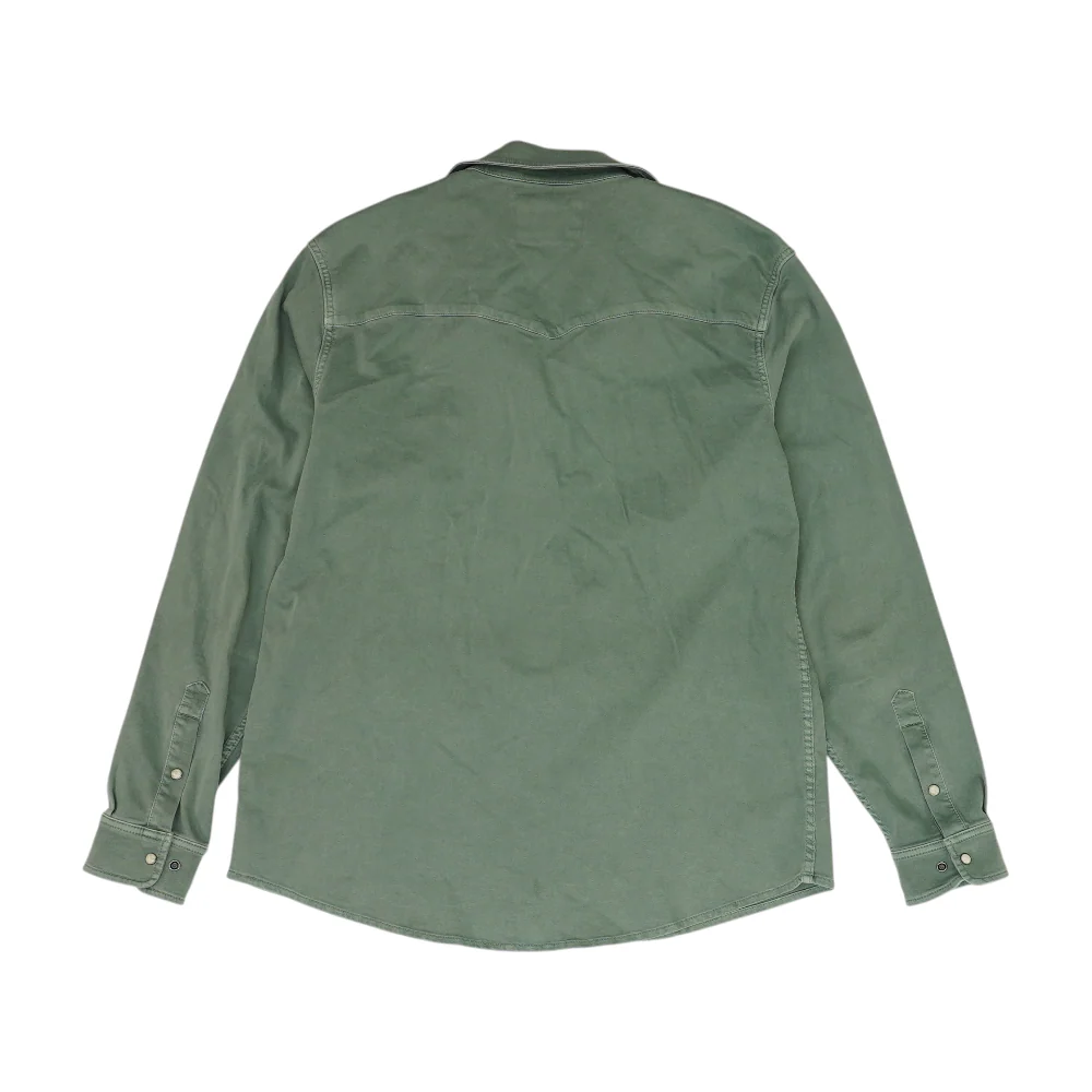 Green Solid Flannel Button Down - Image 2