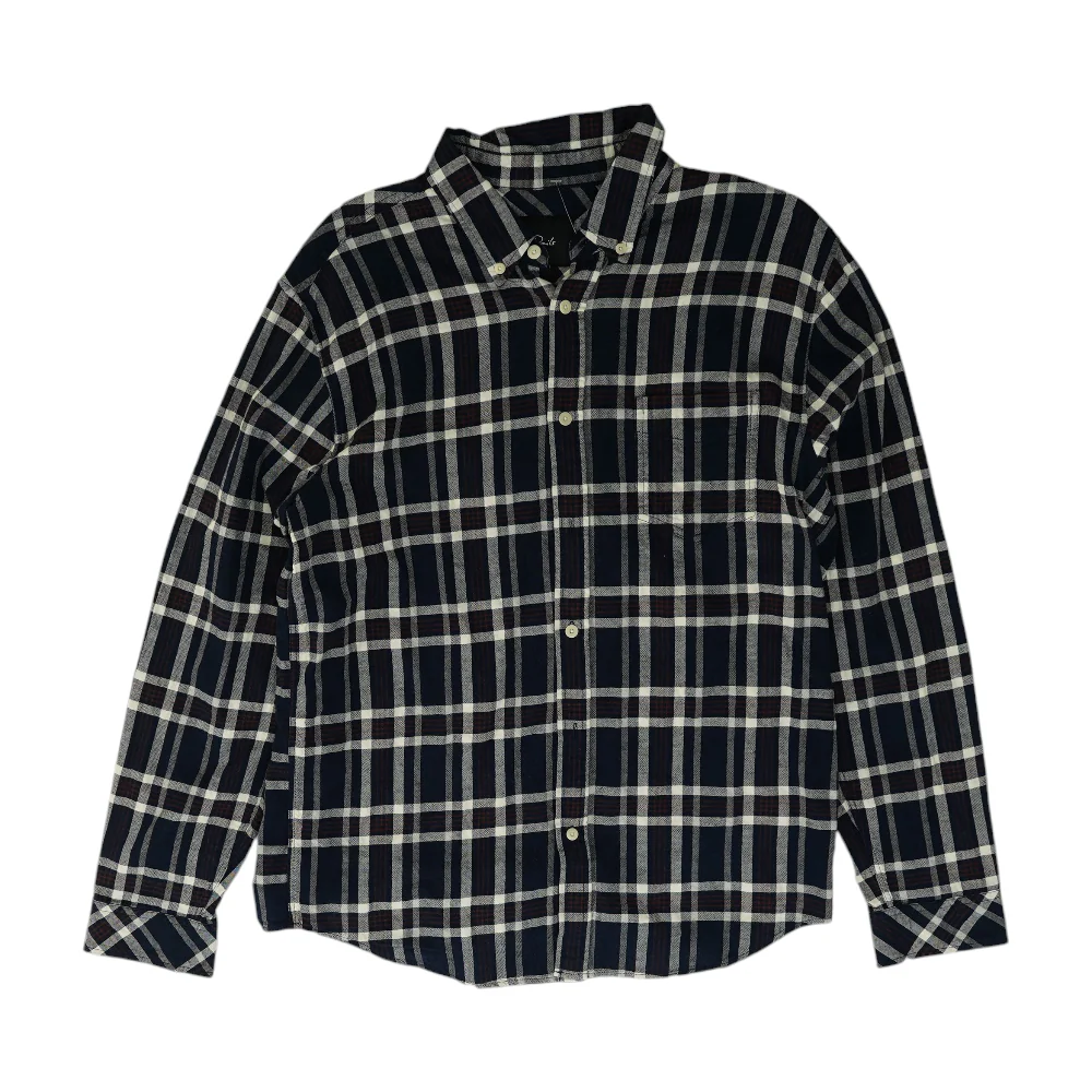 Navy Plaid Flannel Button Down