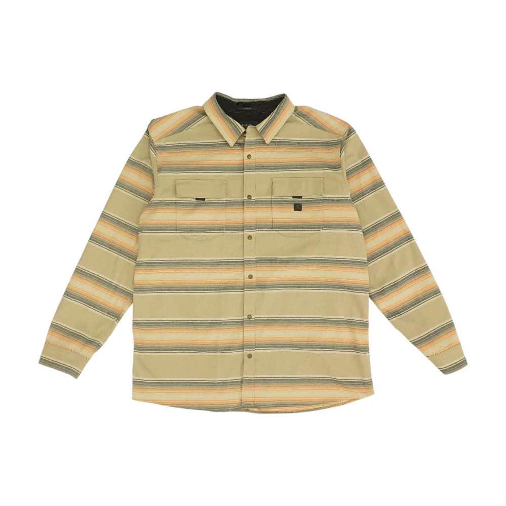 Khaki Striped Flannel Button Down