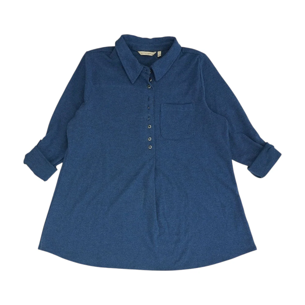 Blue Solid Fleece Pullover