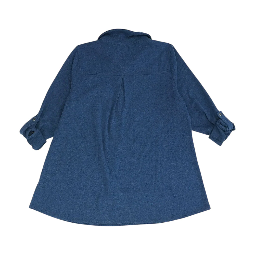 Blue Solid Fleece Pullover - Image 2