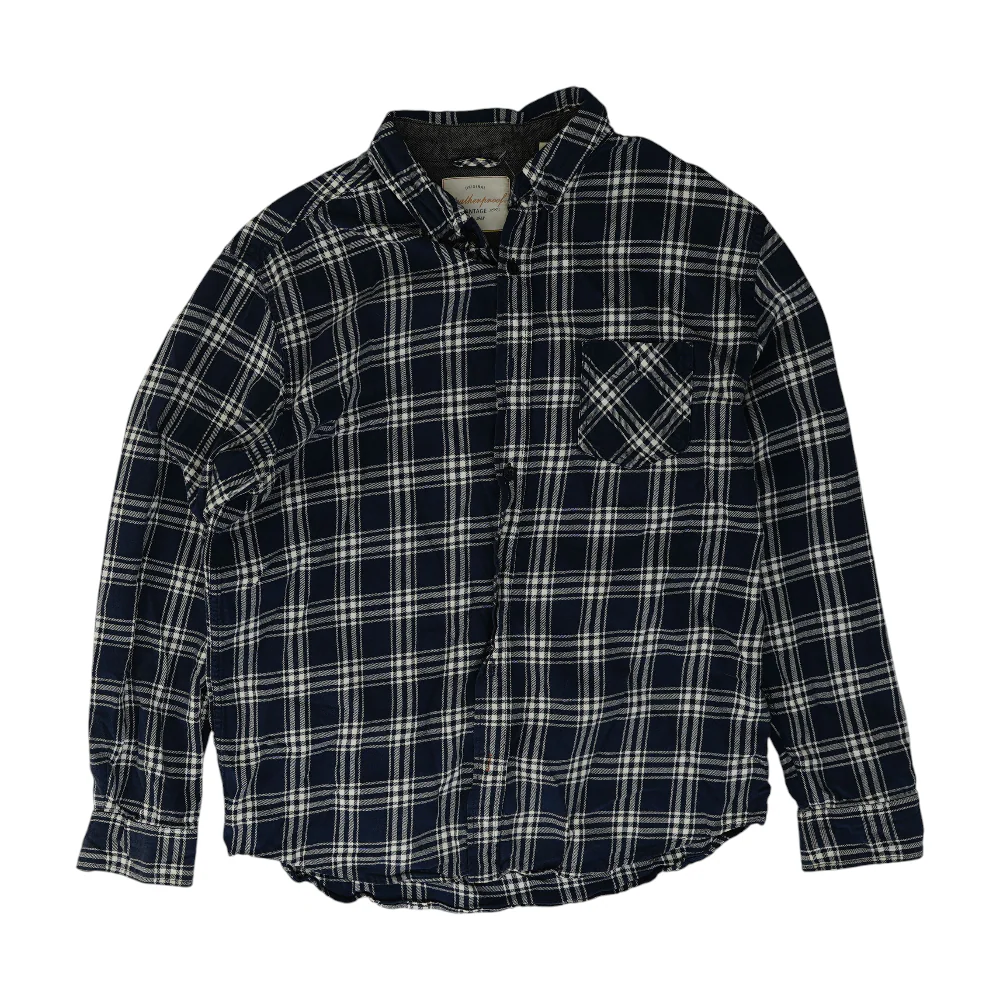 Navy Plaid Flannel Button Down