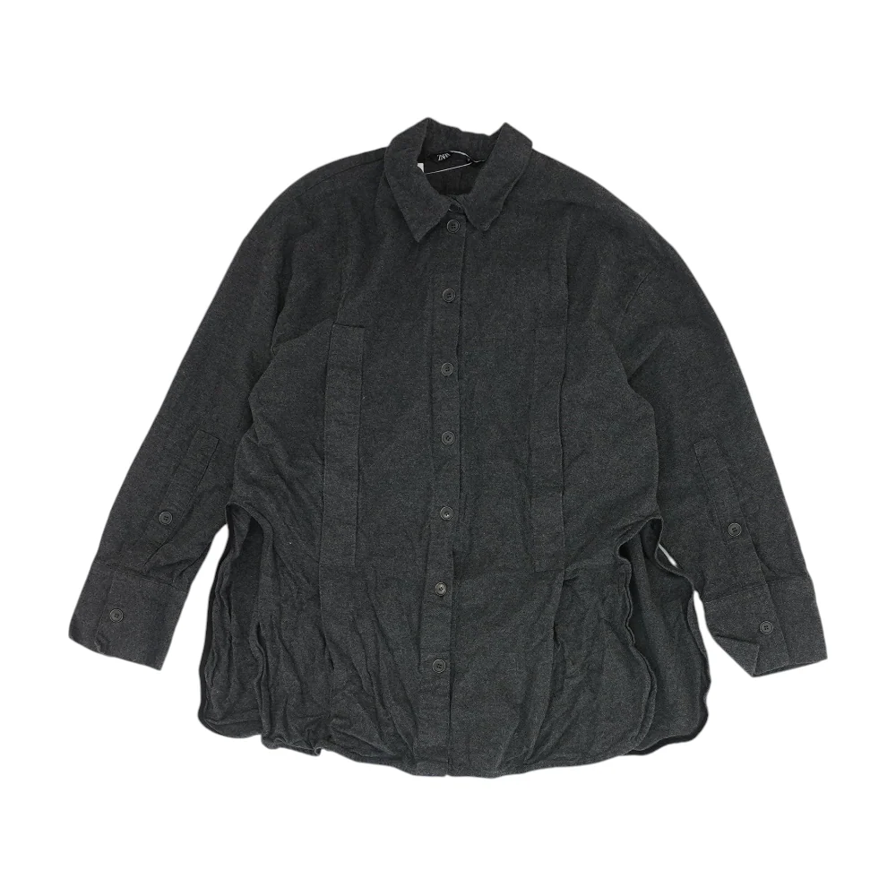 Gray Solid Flannel Button Down