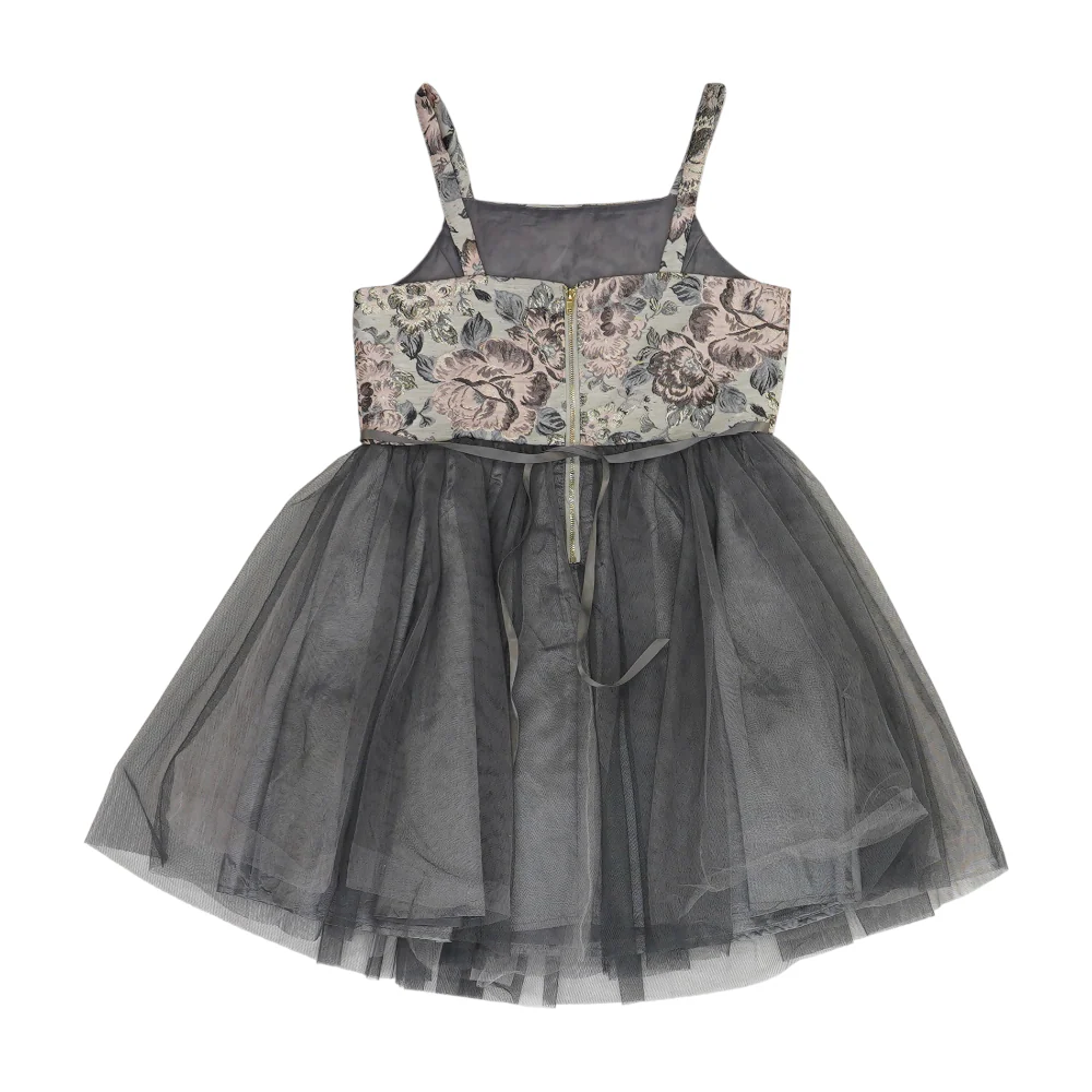 Gray Floral Formal Dress - Image 2