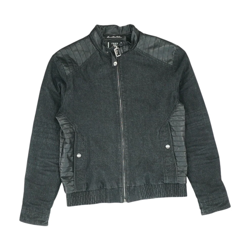 Black Solid Denim Jacket
