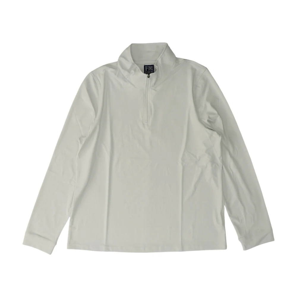 White Solid 1/4 Zip Pullover