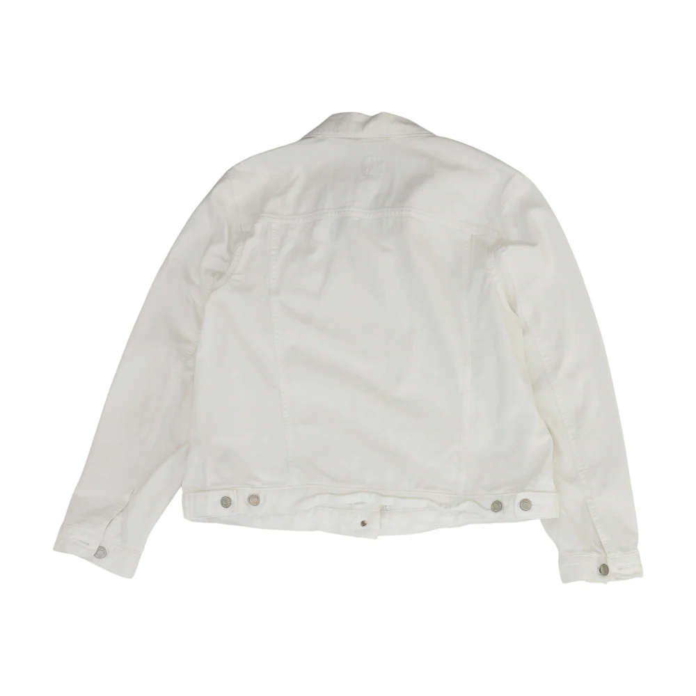 White Solid Denim Jacket - Image 2