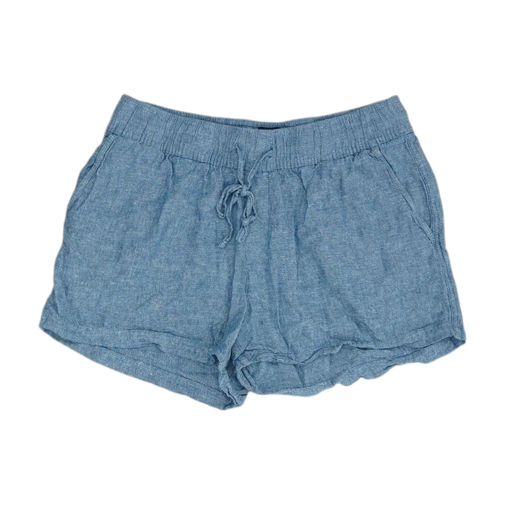 Blue Solid Knit Shorts
