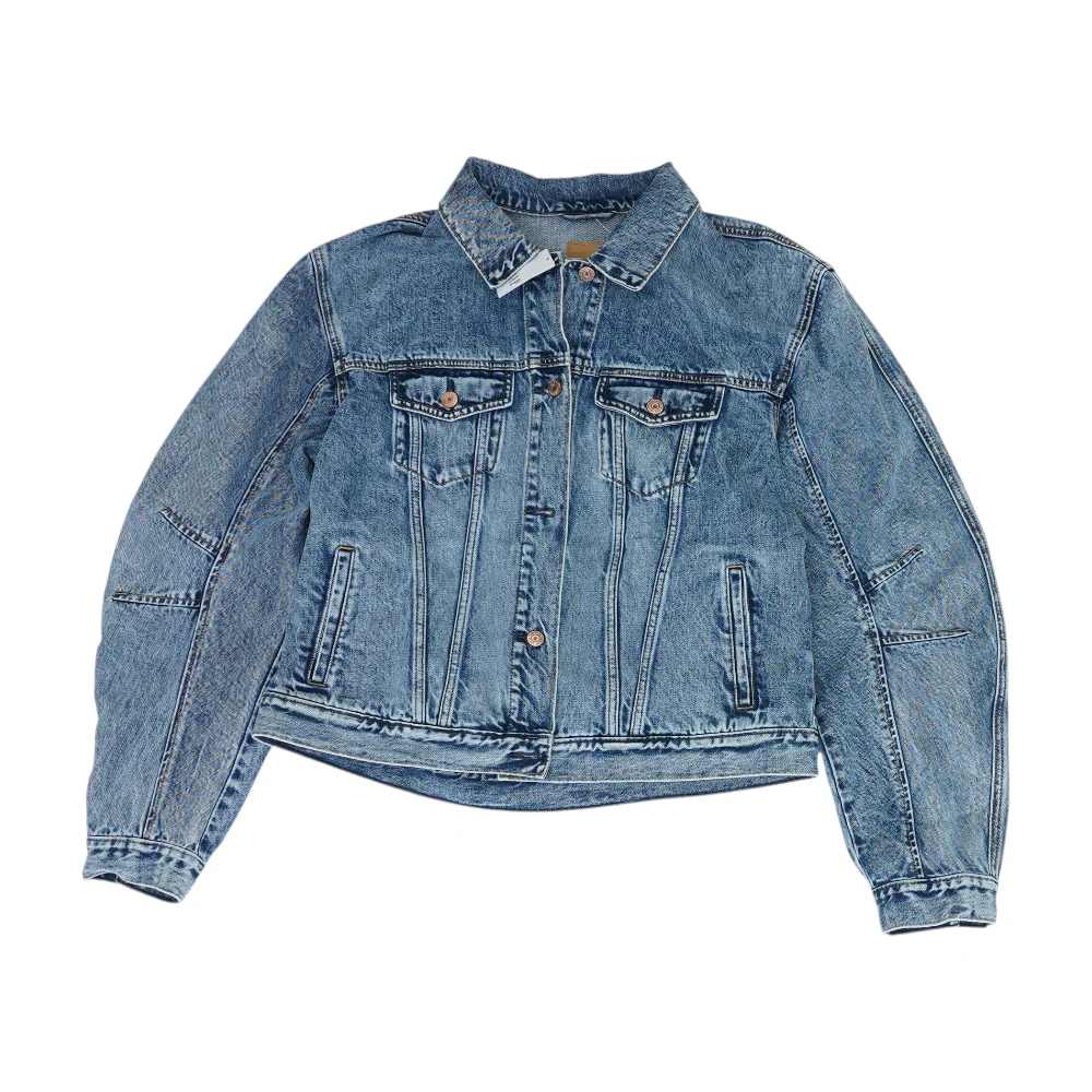Blue Solid Denim Jacket