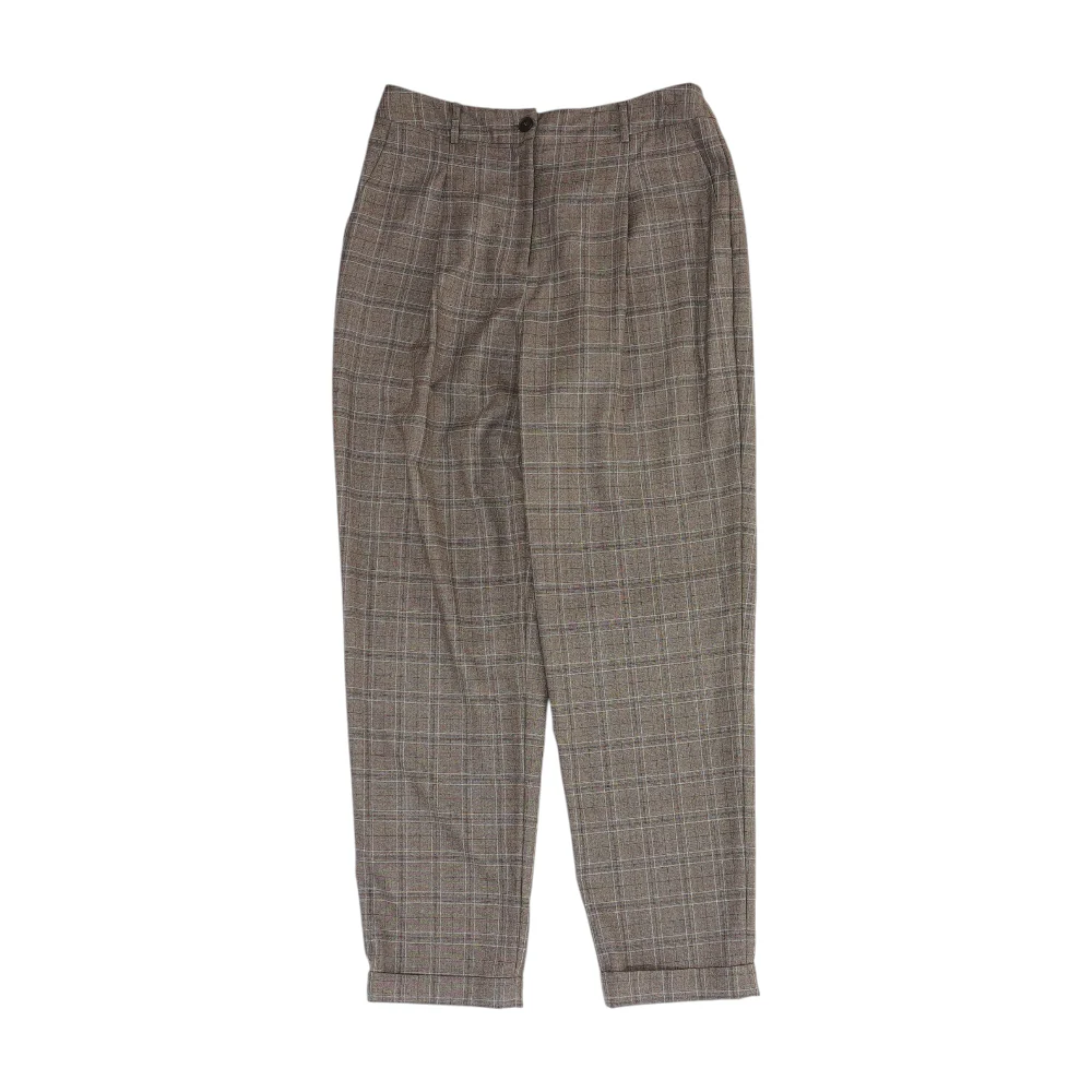Brown Plaid Regular Pants