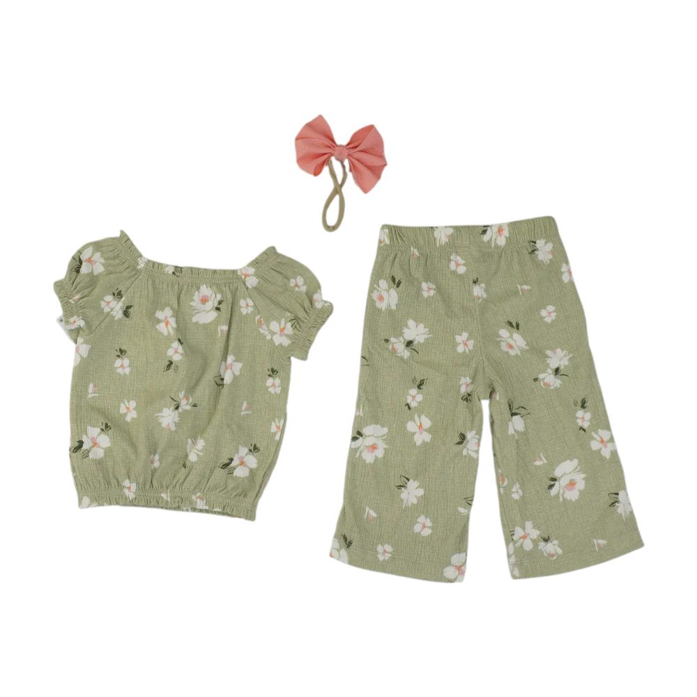 Green Floral Short Sleeve Set - Image 2