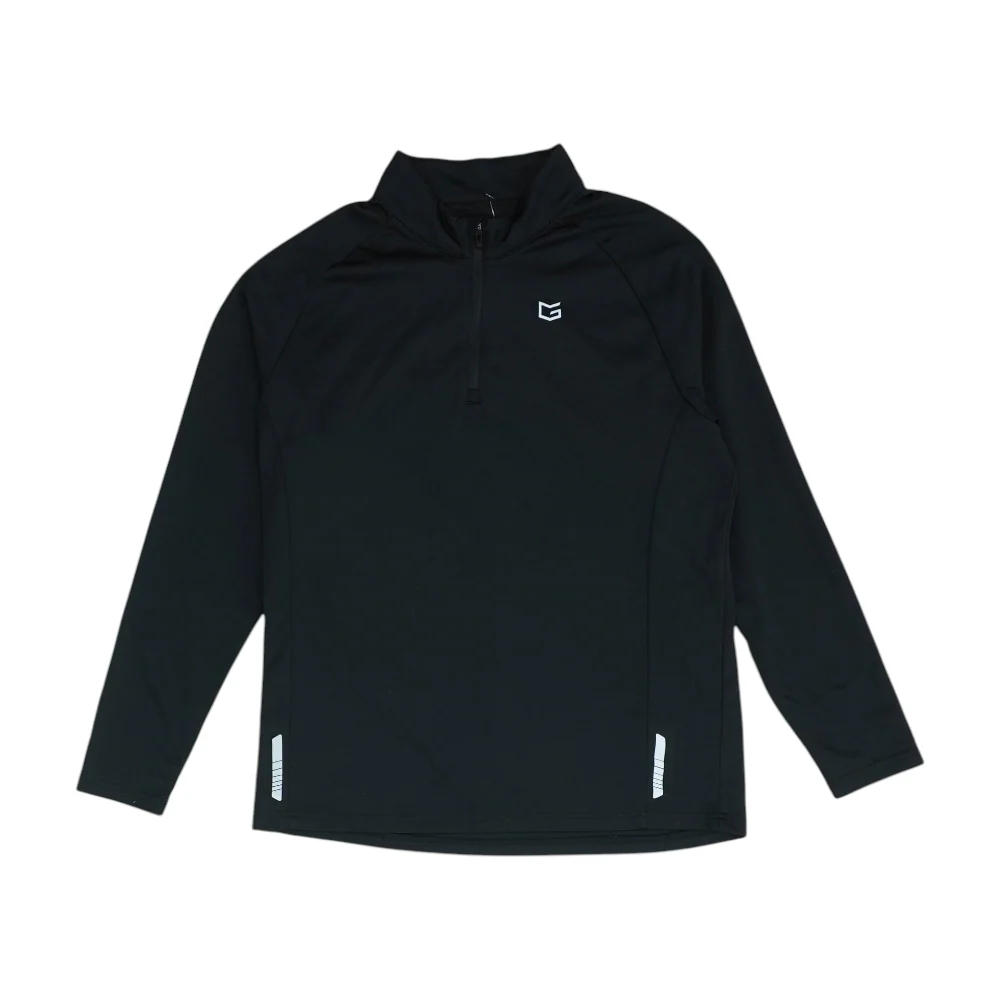 Black Solid 1/4 Zip Pullover