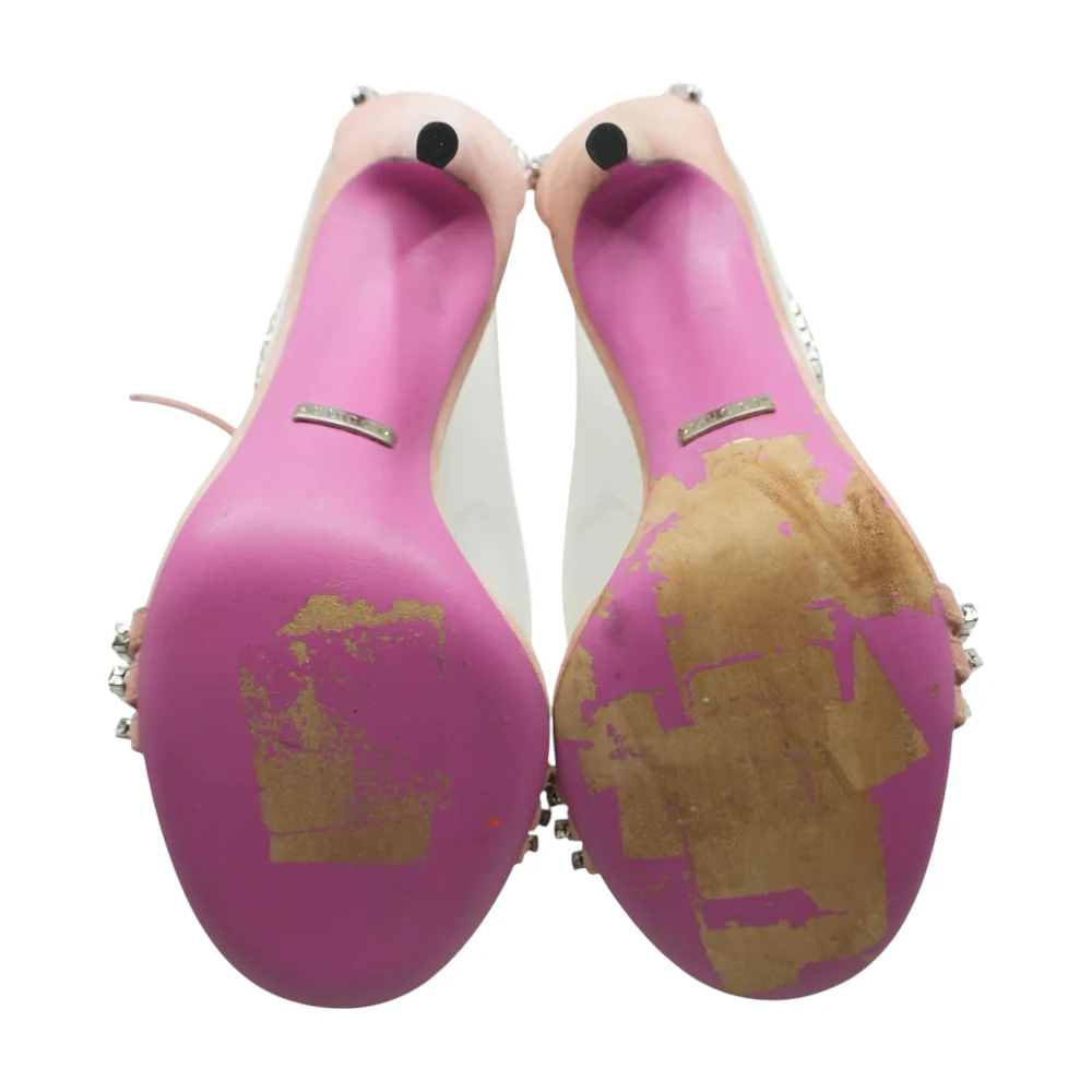 Pink Isle Crystal Embellished Suede Ankle Strap Sandals - Image 3