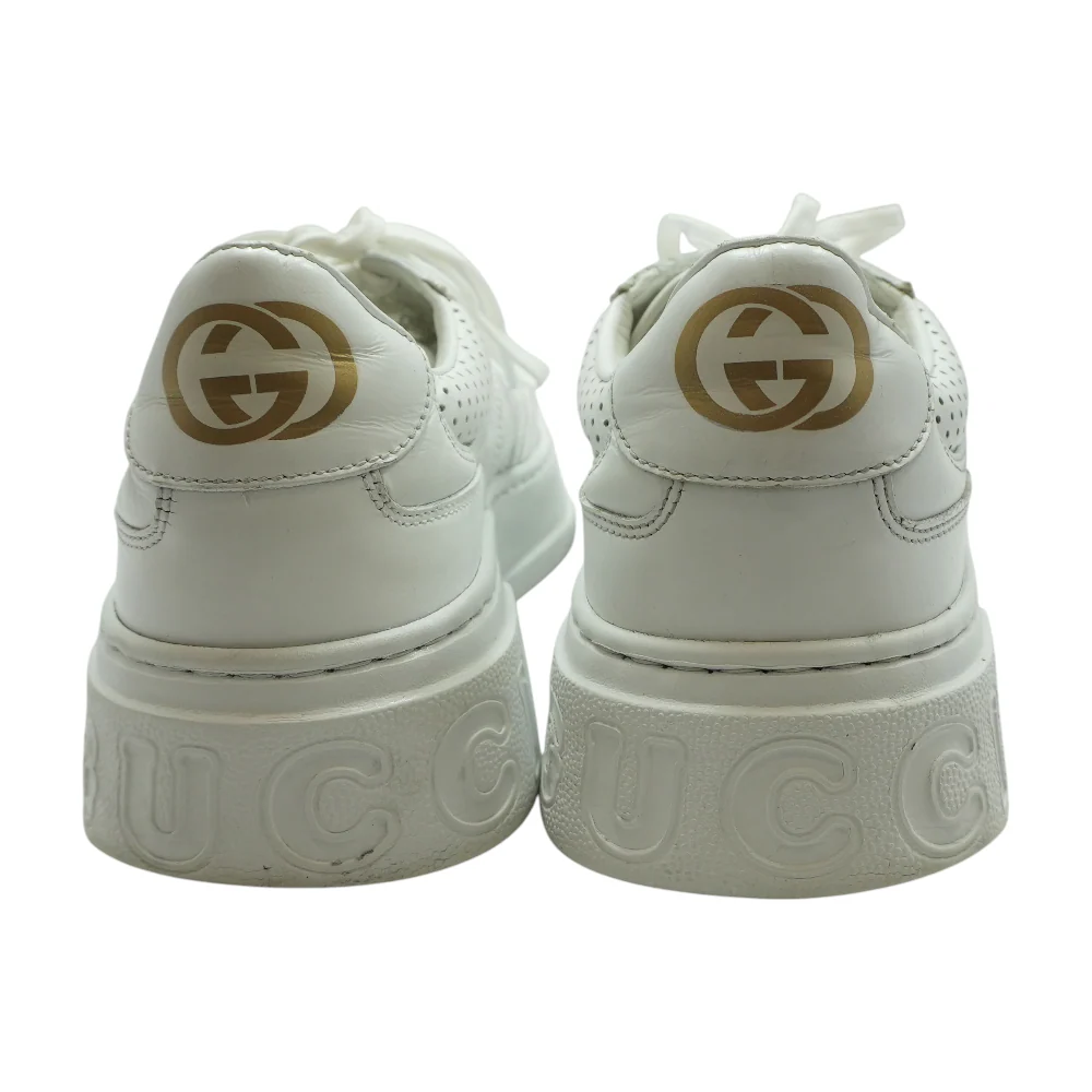 White GG Embossed Leather Sneakers - Image 2