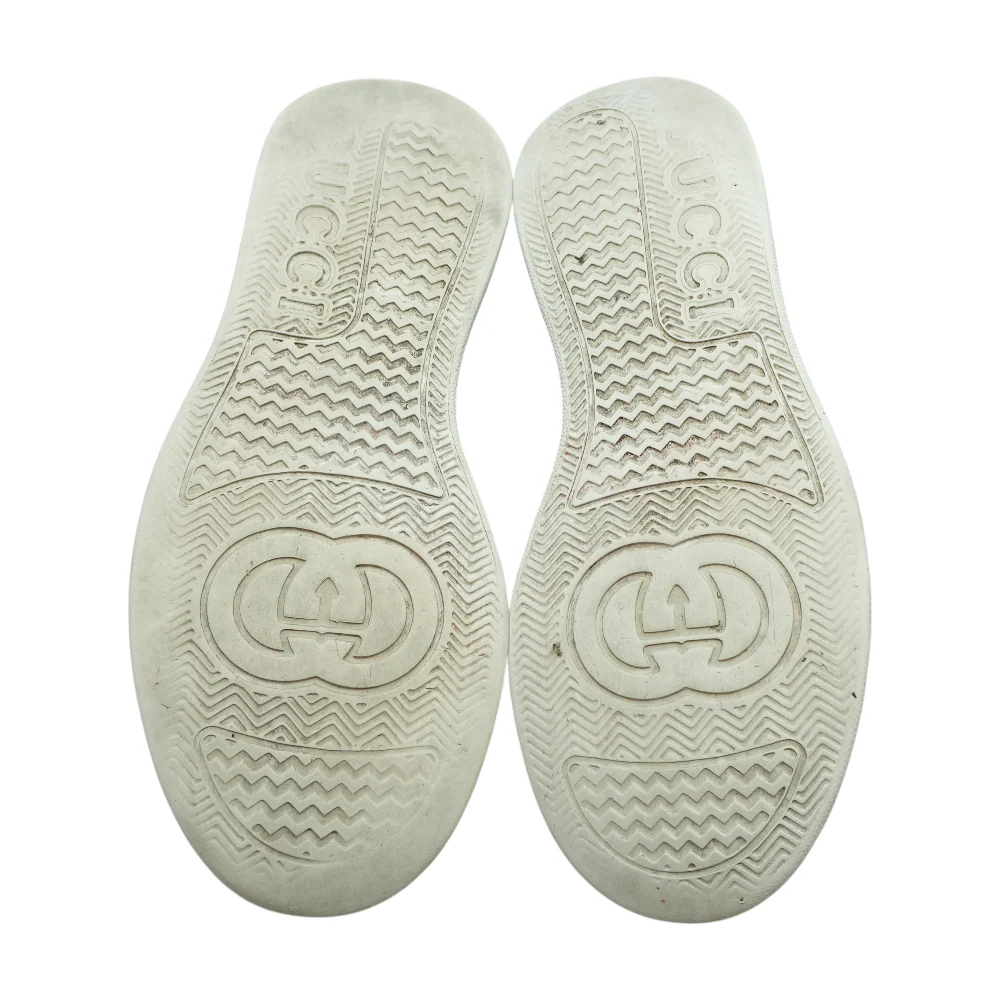 White GG Embossed Leather Sneakers - Image 3