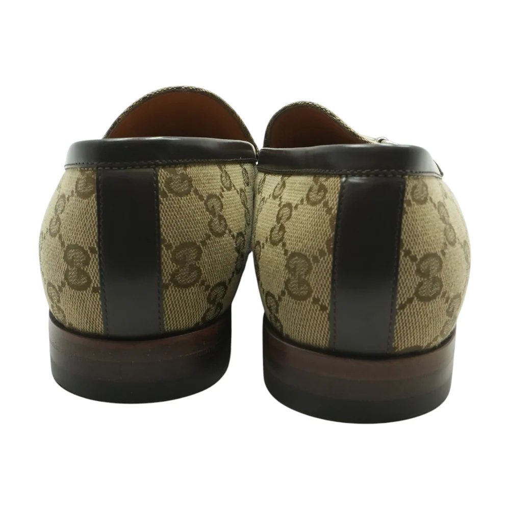 Beige and Ebony GG Canvas Horsebit Loafers - Image 2
