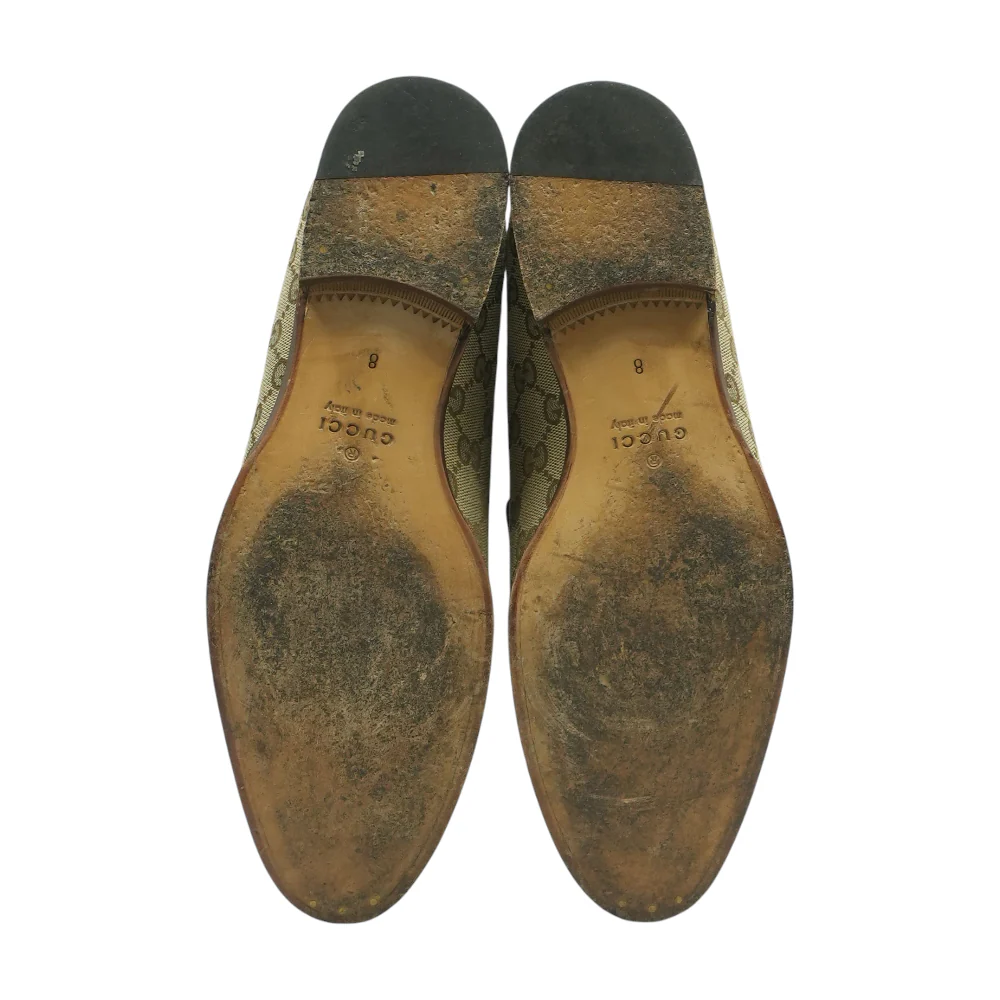 Beige and Ebony GG Canvas Horsebit Loafers - Image 3