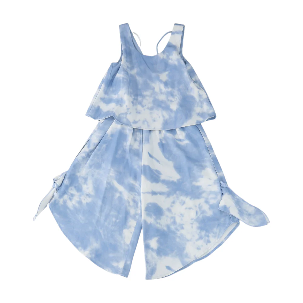 Blue Tie-Dye Sleeveless One-Piece