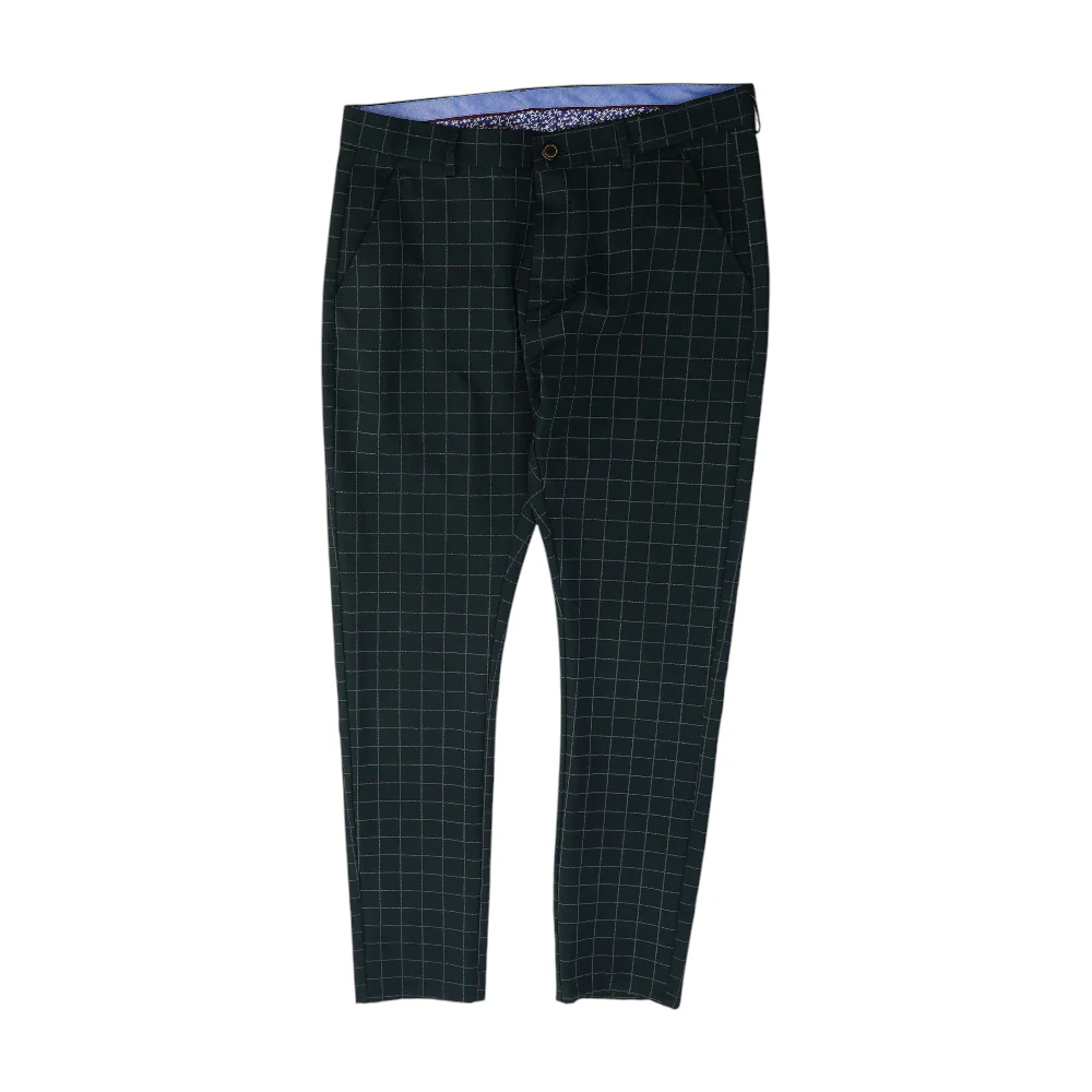 Black Check Regular Pants