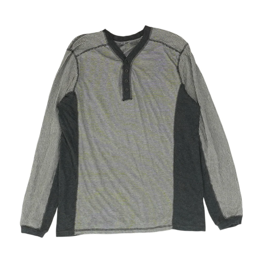 Black Striped Henley T-Shirt