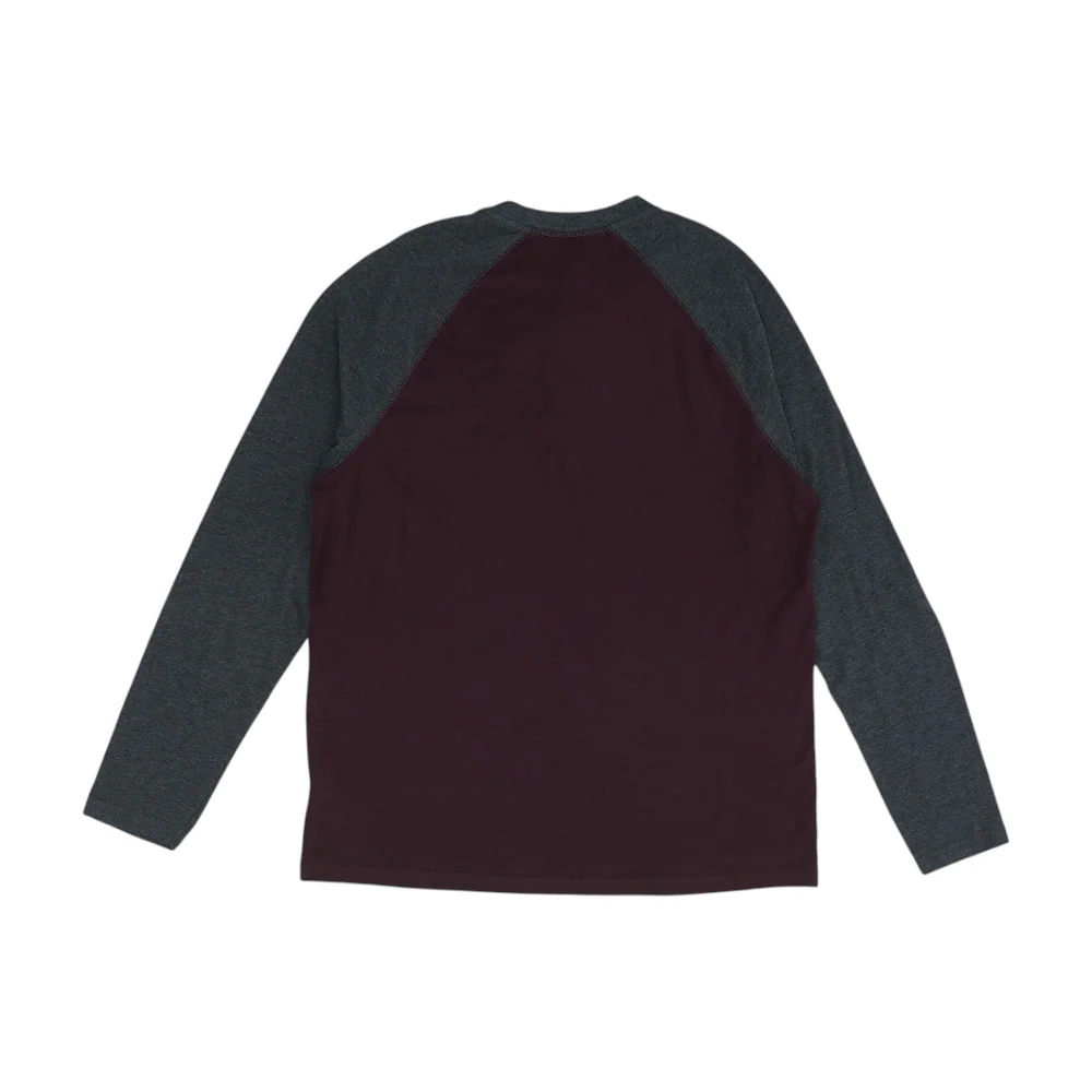 Maroon Color Block Henley T-Shirt - Image 2