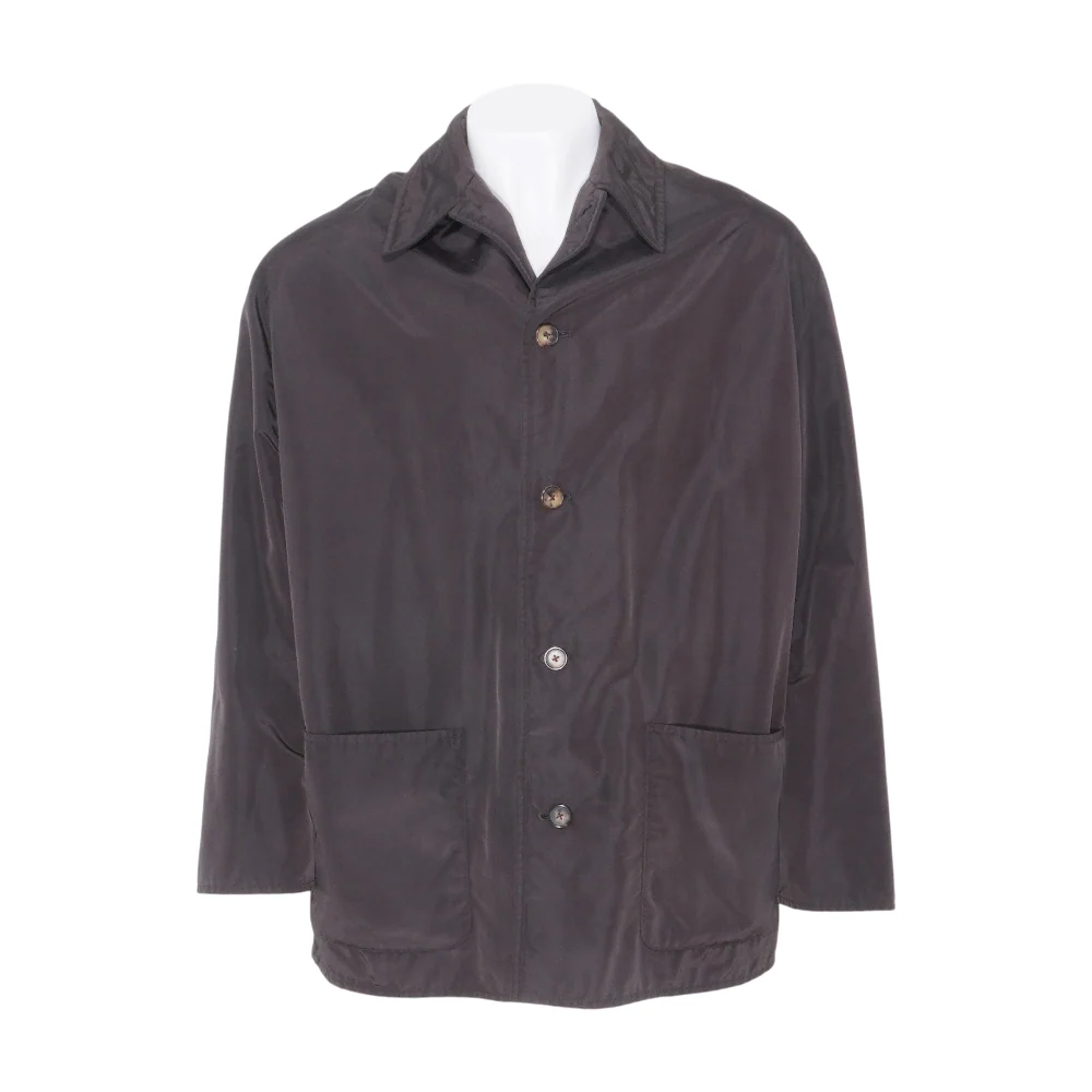 Black Vintage Button-Front Nylon-Blend Jacket