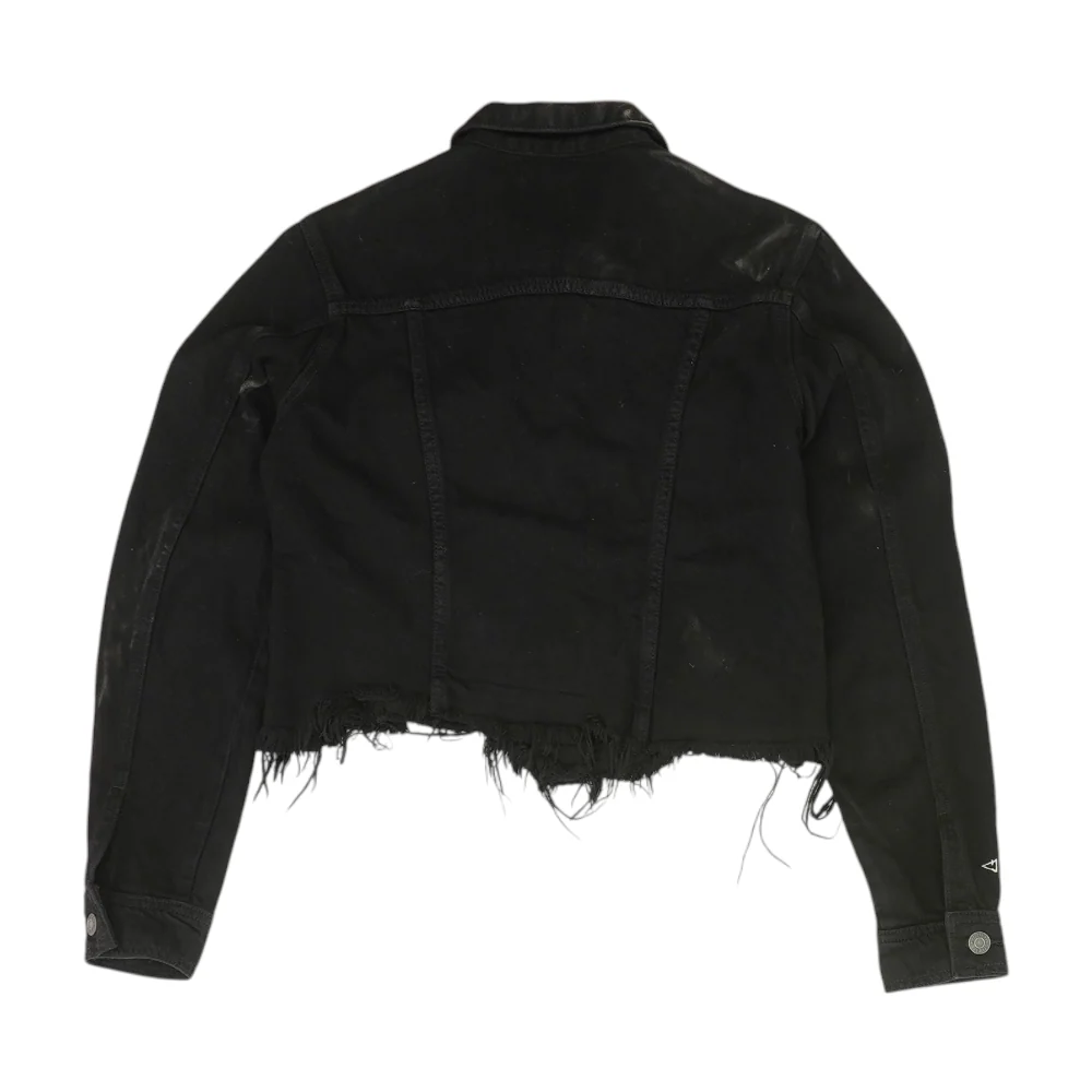 Black Solid Denim Jacket - Image 2