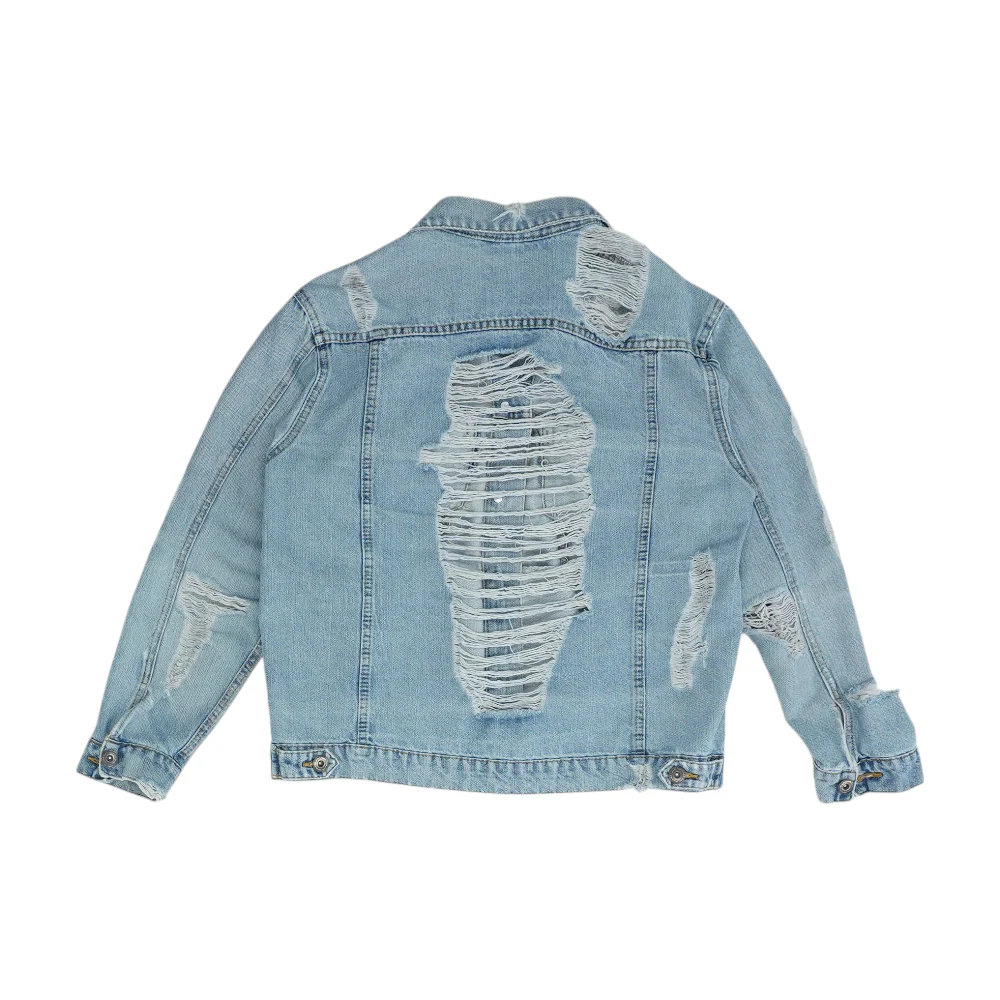 Blue Solid Denim Jacket - Image 2