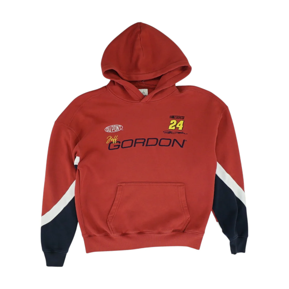 Red Color Block Hoodie Pullover