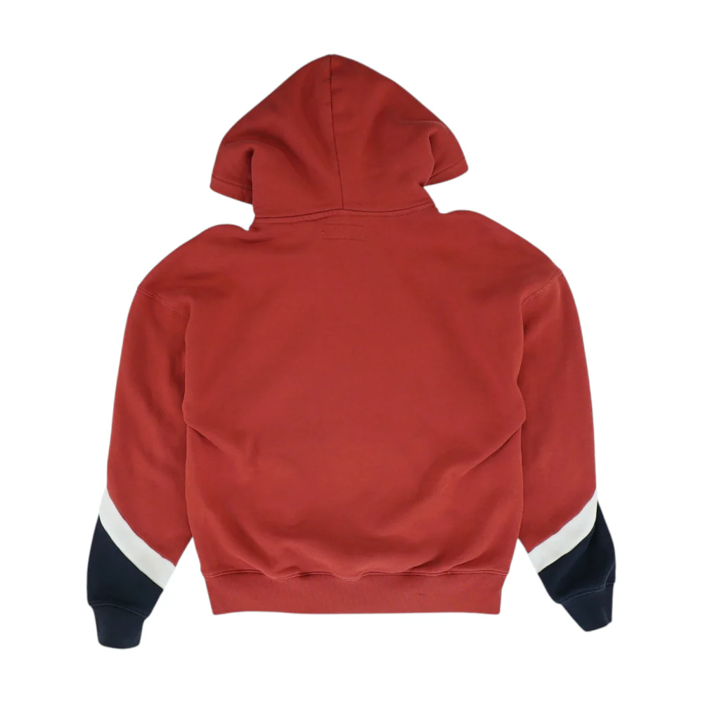Red Color Block Hoodie Pullover - Image 2