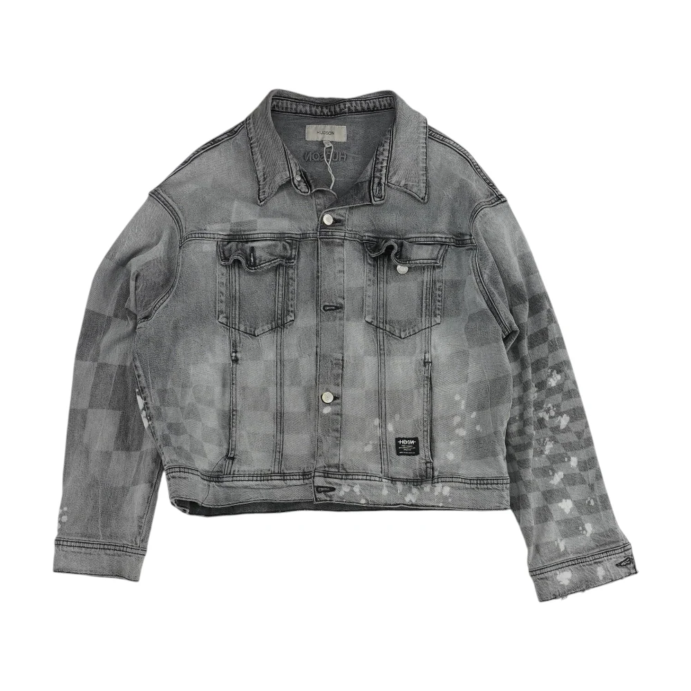Gray Solid Denim Jacket