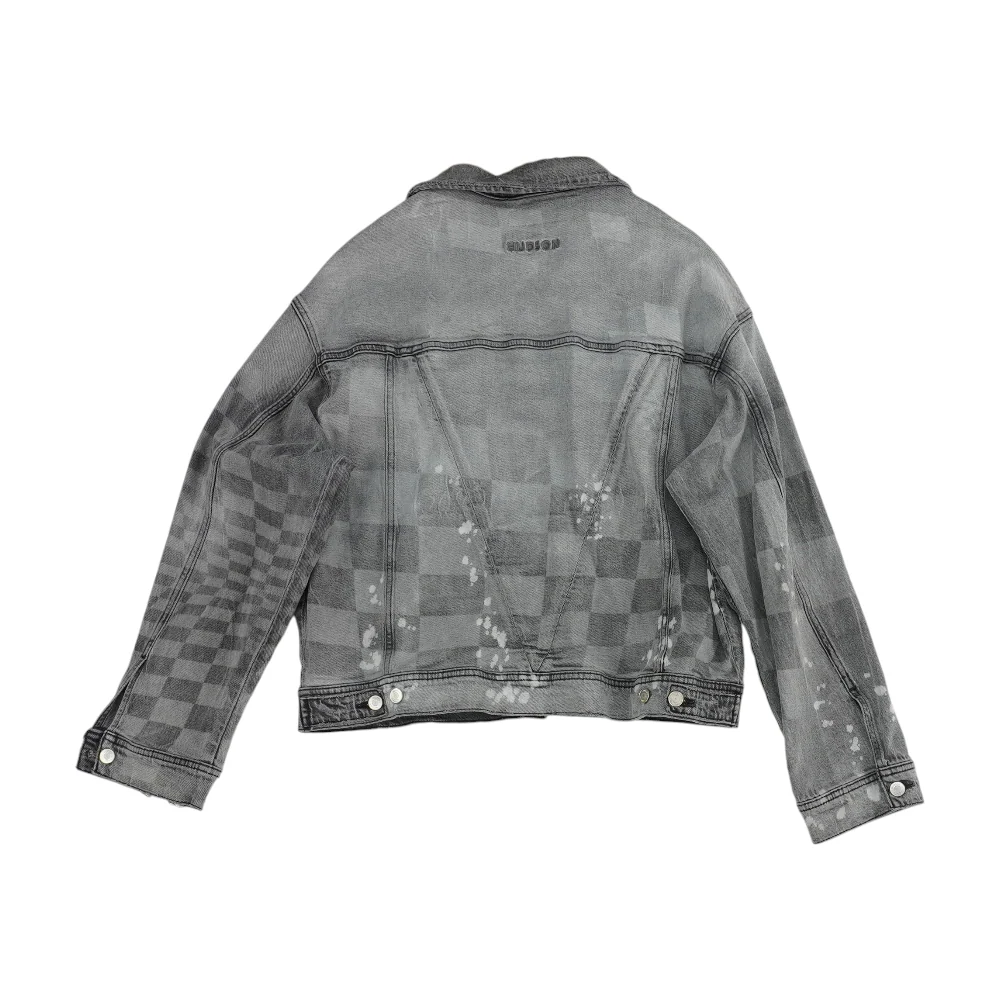 Gray Solid Denim Jacket - Image 2