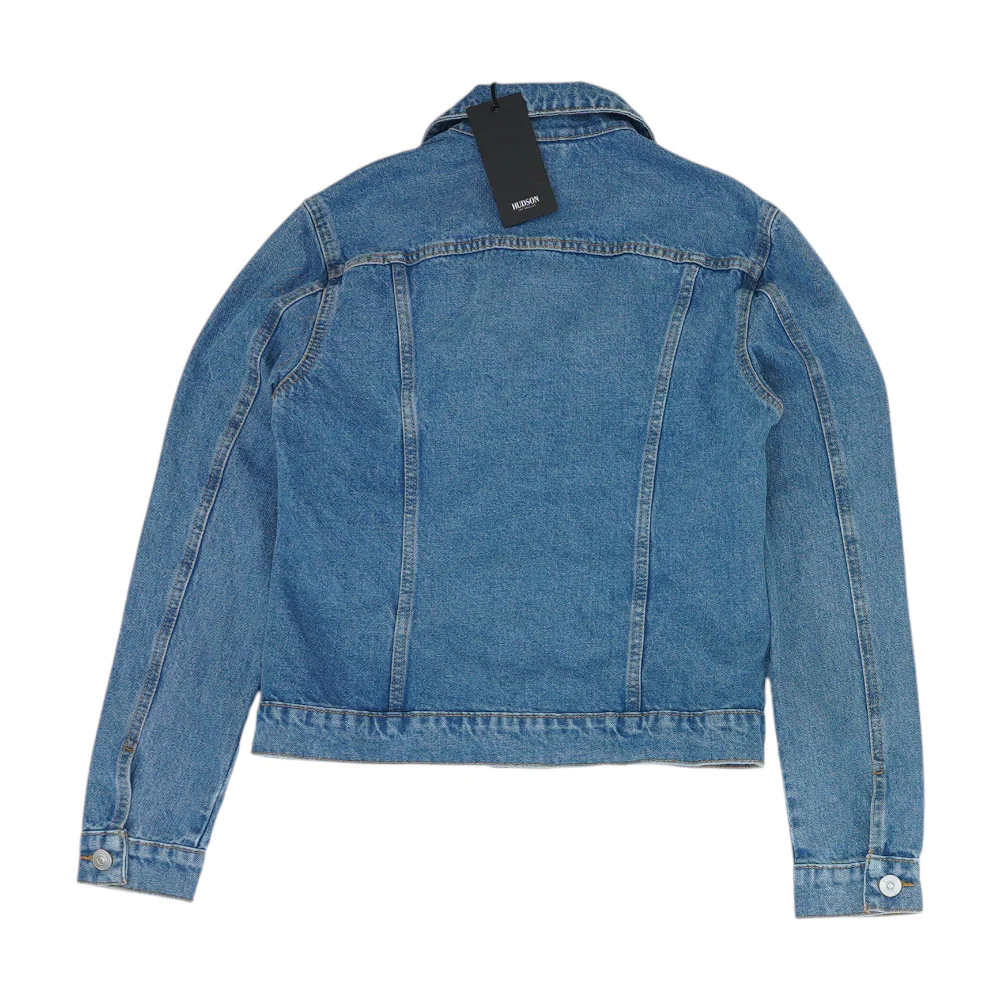 Blue Solid Denim Jacket - Image 2