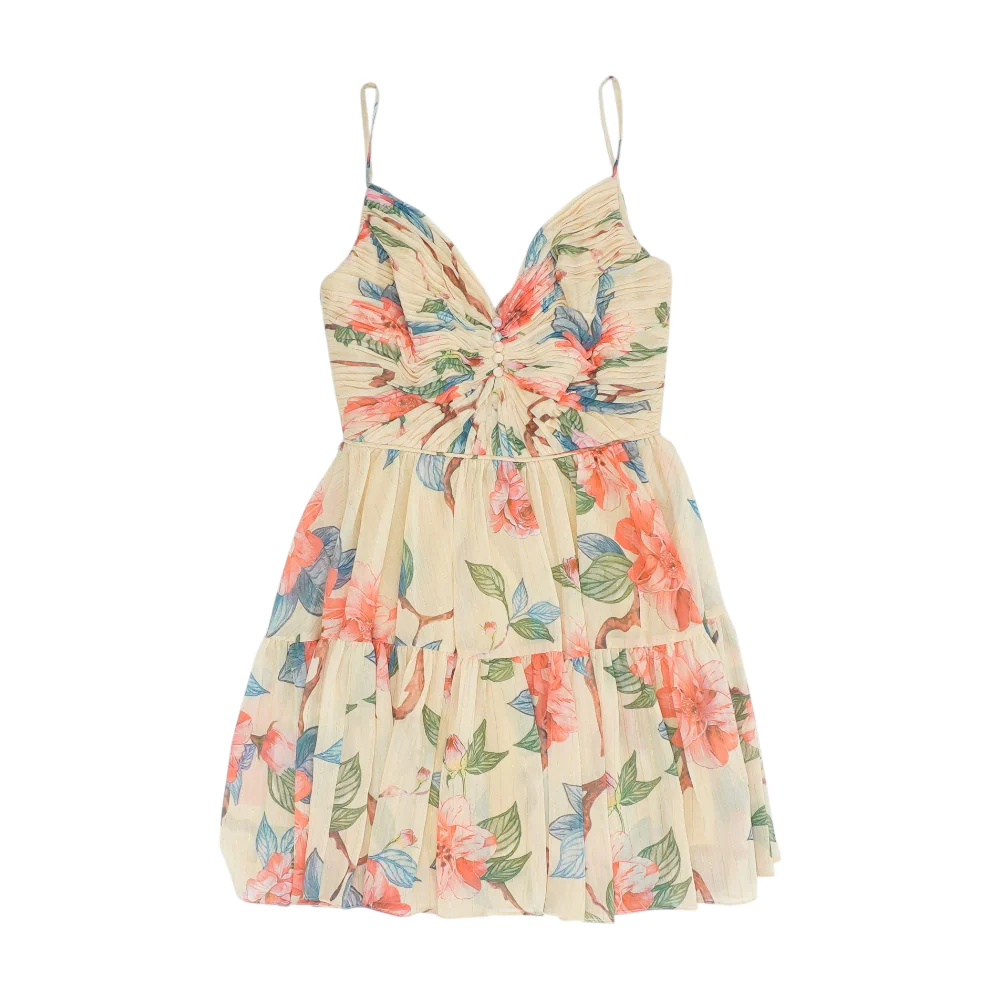 Beige Floral Mini Dress