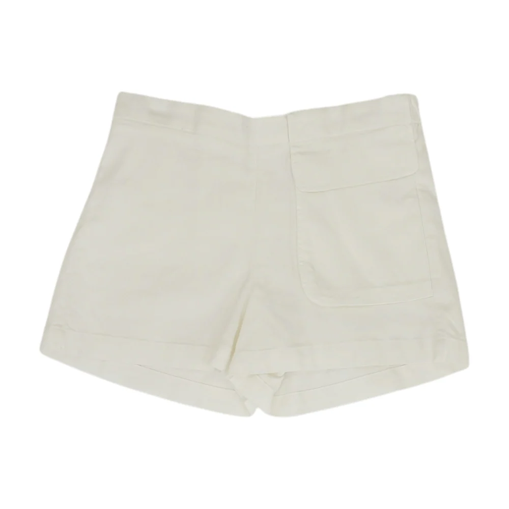White Solid Chino Shorts