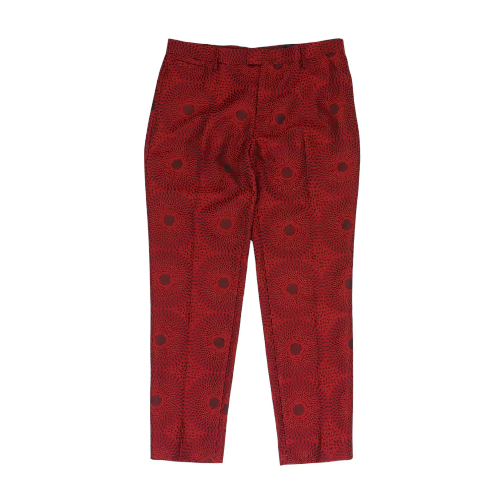 Red Print Slim Pants