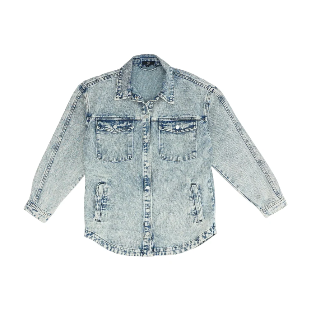 Blue Solid Denim Jacket