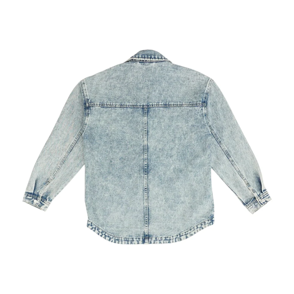 Blue Solid Denim Jacket - Image 2