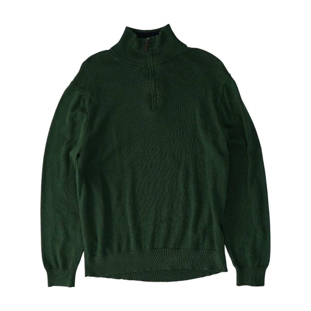 Green Solid 1/4 Zip Sweater