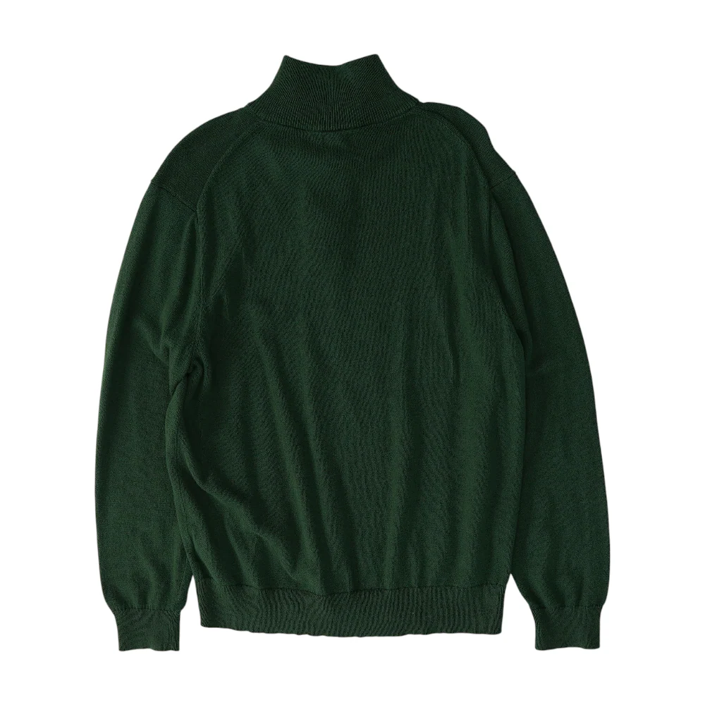 Green Solid 1/4 Zip Sweater - Image 2