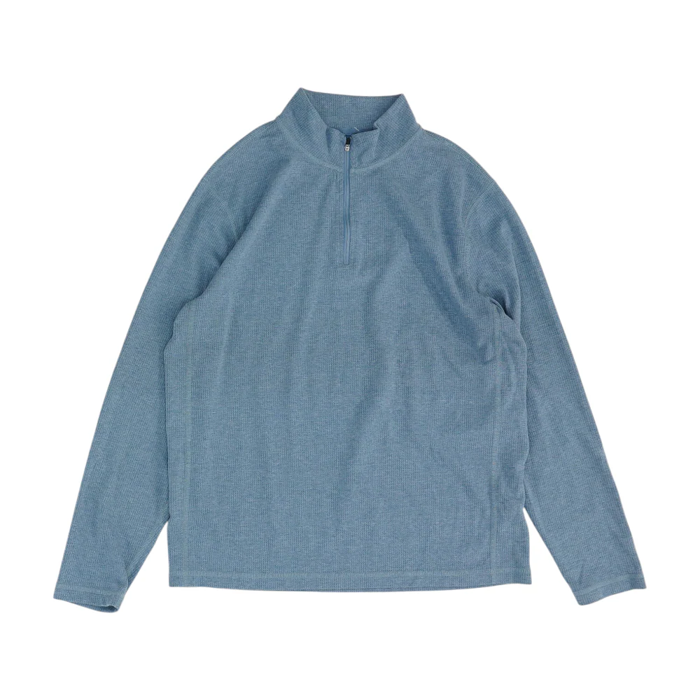 Blue Solid 1/4 Zip Pullover